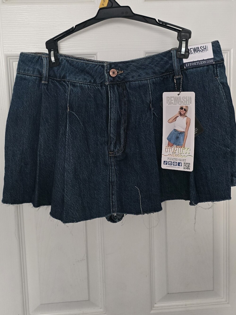 REWASH Denim Pleated Skort